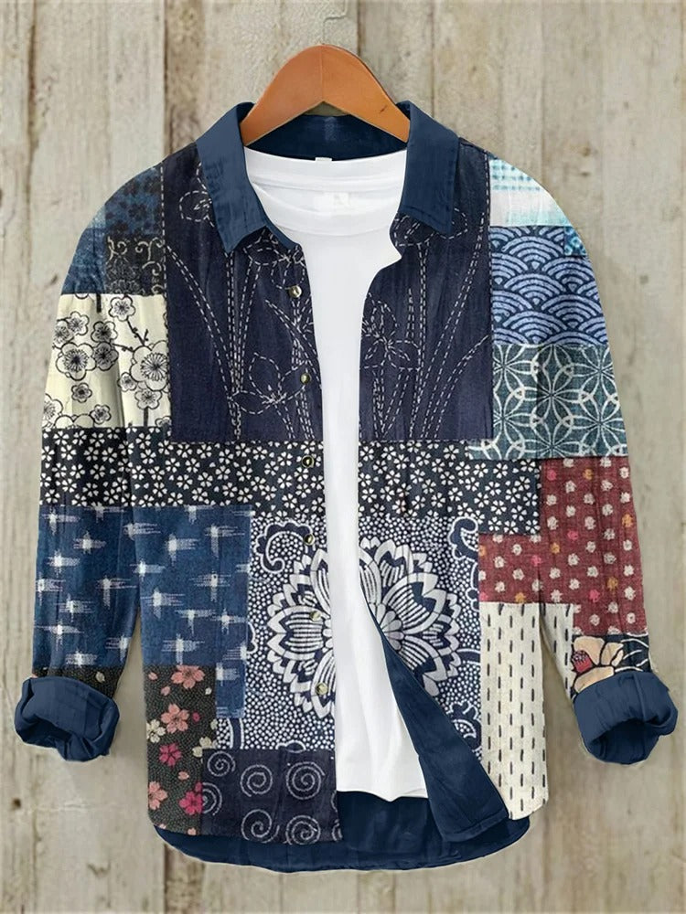 Stylitex Premium Patchwork Multi Pattern Casual Shirt for Men Summer Half Sleeve Button Down Streetwear Designer Vintage Patch Style Fashion Shirt