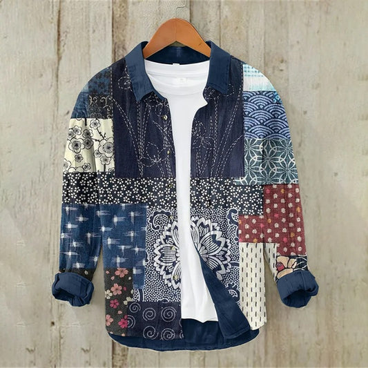 Stylitex Premium Patchwork Multi Pattern Casual Shirt for Men Summer Half Sleeve Button Down Streetwear Designer Vintage Patch Style Fashion Shirt
